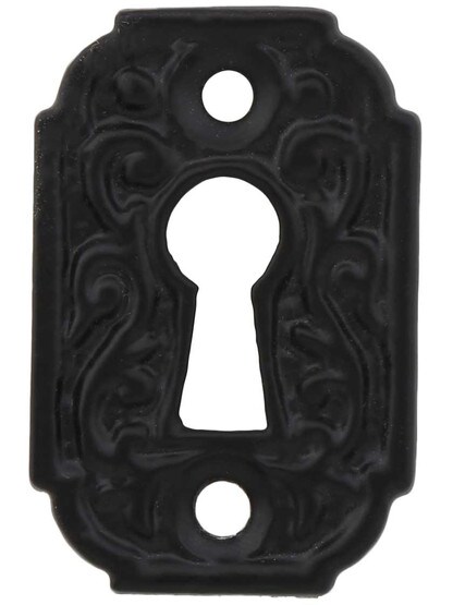 Joplin Cast-Iron Keyhole Cover in Matte Black.